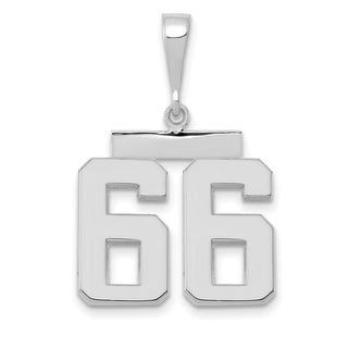 14k White Gold Medium Polished Number 66 Pendant
