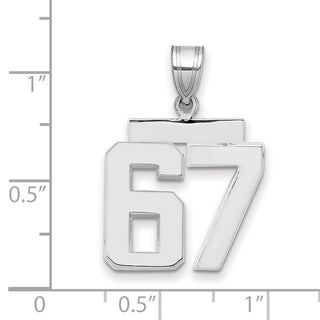 14k White Gold Medium Polished Number 67 Pendant
