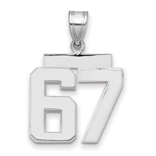 14k White Gold Medium Polished Number 67 Charm