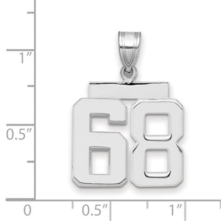14k White Gold Medium Polished Number 68 Pendant