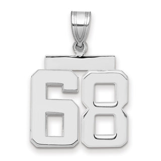 14k White Gold Medium Polished Number 68 Pendant