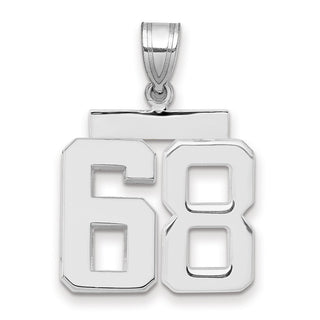 14k White Gold Medium Polished Number 68 Charm