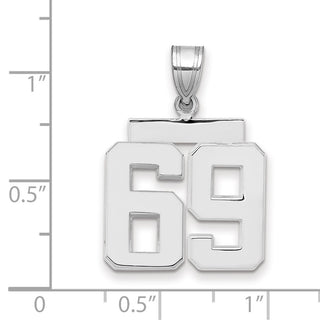 14k White Gold Medium Polished Number 69 Pendant