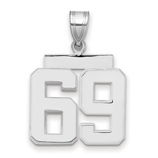 14k White Gold Medium Polished Number 69 Pendant
