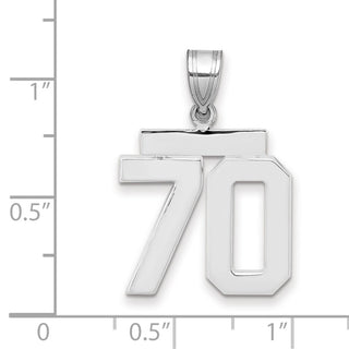 14k White Gold Medium Polished Number 70 Pendant