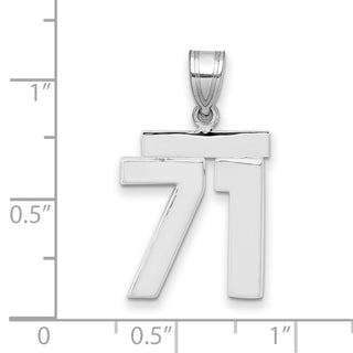 14k White Gold Medium Polished Number 71 Pendant
