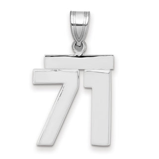14k White Gold Medium Polished Number 71 Pendant