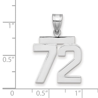 14k White Gold Medium Polished Number 72 Pendant