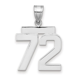 14k White Gold Medium Polished Number 72 Pendant