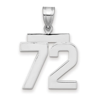 14k White Gold Medium Polished Number 72 Charm