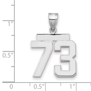 14k White Gold Medium Polished Number 73 Pendant