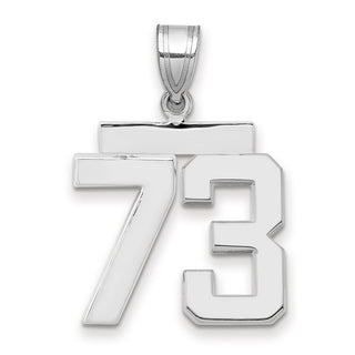 14k White Gold Medium Polished Number 73 Pendant