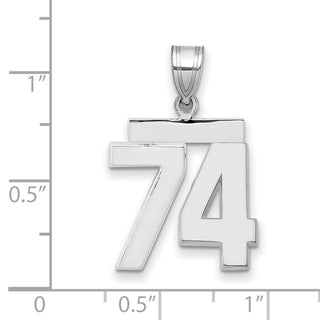 14k White Gold Medium Polished Number 74 Pendant