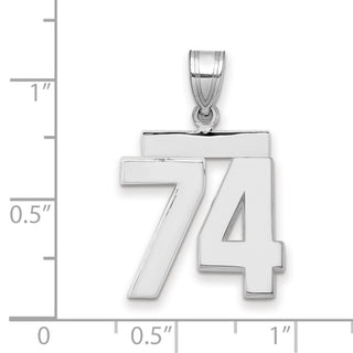 14k White Gold Medium Polished Number 74 Charm