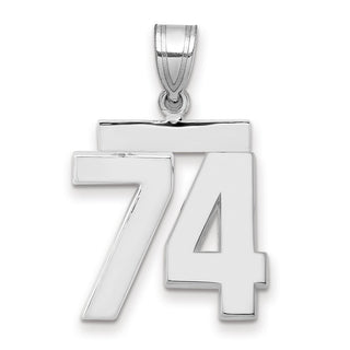14k White Gold Medium Polished Number 74 Pendant