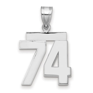 14k White Gold Medium Polished Number 74 Charm