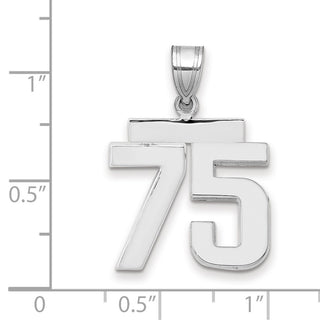 14k White Gold Medium Polished Number 75 Pendant