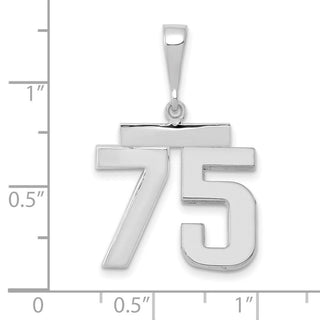 14k White Gold Medium Polished Number 75 Pendant