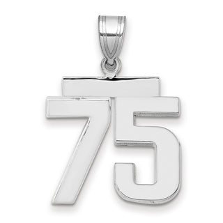 14k White Gold Medium Polished Number 75 Pendant