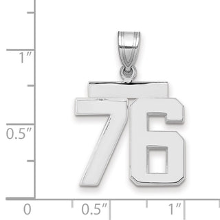 14k White Gold Medium Polished Number 76 Pendant