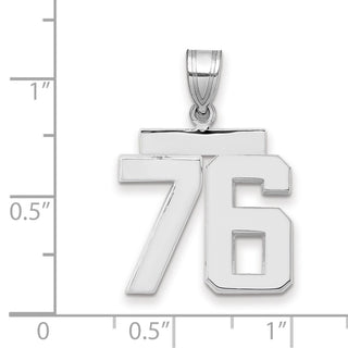 14k White Gold Medium Polished Number 76 Charm
