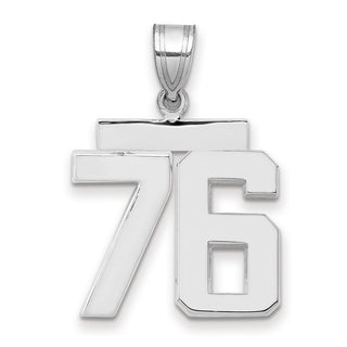 14k White Gold Medium Polished Number 76 Charm