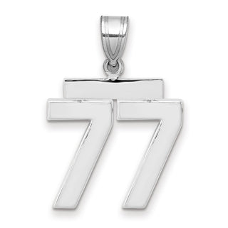 14k White Gold Medium Polished Number 77 Pendant
