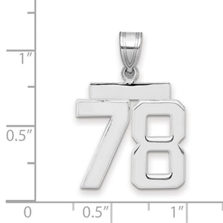 14k White Gold Medium Polished Number 78 Pendant