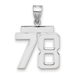 14k White Gold Medium Polished Number 78 Pendant