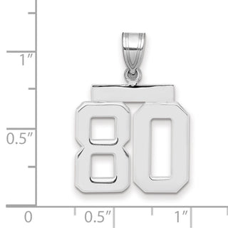 14k White Gold Medium Polished Number 80 Pendant