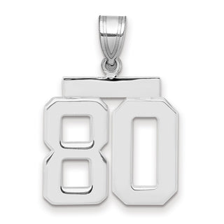 14k White Gold Medium Polished Number 80 Pendant