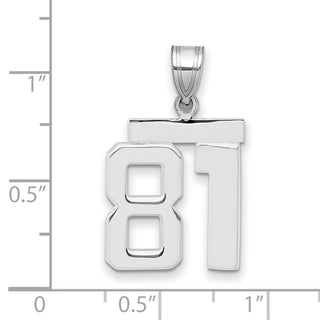 14k White Gold Medium Polished Number 81 Pendant