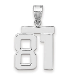14k White Gold Medium Polished Number 81 Pendant