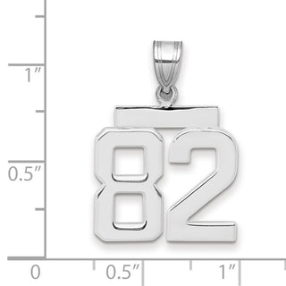 14k White Gold Medium Polished Number 82 Pendant