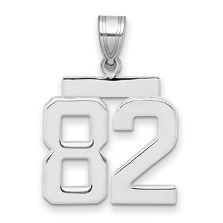 14k White Gold Medium Polished Number 82 Pendant