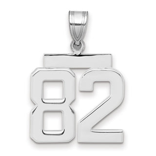 14k White Gold Medium Polished Number 82 Charm