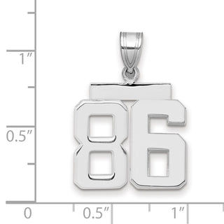 14k White Gold Medium Polished Number 86 Pendant