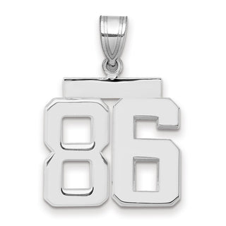 14k White Gold Medium Polished Number 86 Pendant