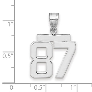 14k White Gold Medium Polished Number 87 Pendant