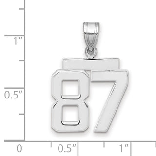 14k White Gold Medium Polished Number 87 Pendant