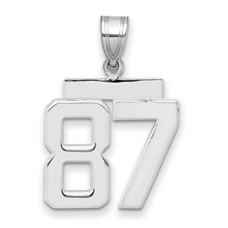 14k White Gold Medium Polished Number 87 Pendant