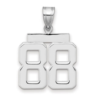 14k White Gold Medium Polished Number 88 Charm