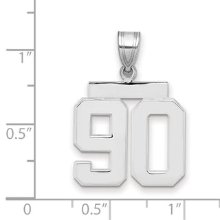 14k White Gold Medium Polished Number 90 Pendant