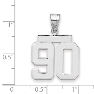 14k White Gold Medium Polished Number 90 Charm