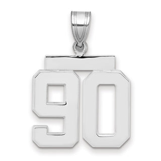 14k White Gold Medium Polished Number 90 Pendant