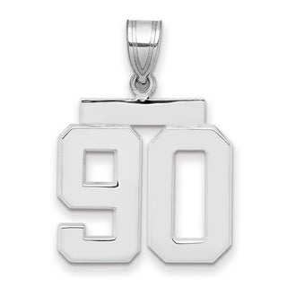14k White Gold Medium Polished Number 90 Charm