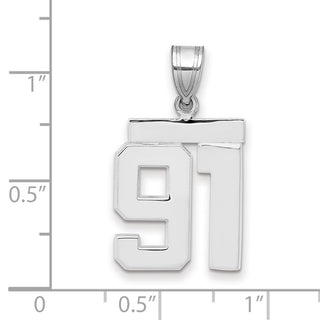 14k White Gold Medium Polished Number 91 Pendant