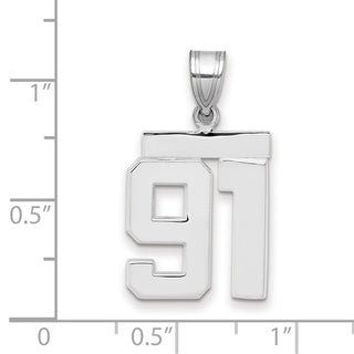 14k White Gold Medium Polished Number 91 Pendant