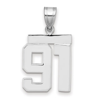 14k White Gold Medium Polished Number 91 Pendant