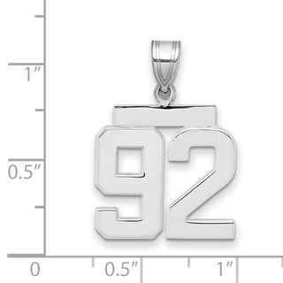 14k White Gold Medium Polished Number 92 Pendant
